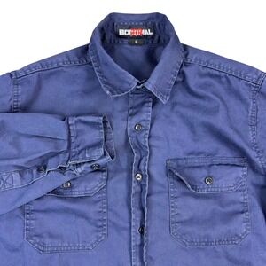 BOCOMAL Flame Resistant FR Navy Long Sleeve Work Shirt Men's Size L NFPA 2112